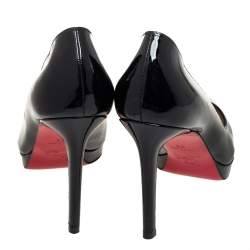 Pre Owned Christian Louboutin Black Patent Leather Pigalle Plato Pointed Toe Pumps Size 38