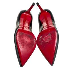 Pre Owned Christian Louboutin Black Patent Leather Pigalle Plato Pointed Toe Pumps Size 38