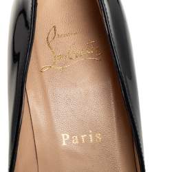 Pre Owned Christian Louboutin Black Patent Leather Pigalle Plato Pointed Toe Pumps Size 38