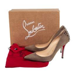 Pre Owned Christian Louboutin Olive Green Suede Zappa Pointed Toe Pumps Size 37