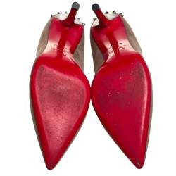 Pre Owned Christian Louboutin Olive Green Suede Zappa Pointed Toe Pumps Size 37