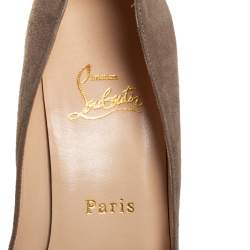 Pre Owned Christian Louboutin Olive Green Suede Zappa Pointed Toe Pumps Size 37