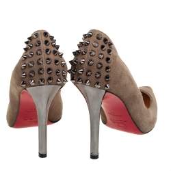 Pre Owned Christian Louboutin Olive Green Suede Zappa Pointed Toe Pumps Size 37