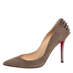 Pre Owned Christian Louboutin Olive Green Suede Zappa Pointed Toe Pumps Size 37