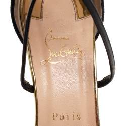 Pre Owned حذاء كعب عالي كريستيان لوبوتان سوزانا سير كاحل سويدي و جلد لامع مالاكيت سويري متعدد الألوان مقاس 40.5