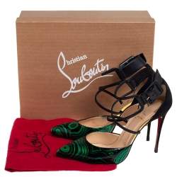 Pre Owned حذاء كعب عالي كريستيان لوبوتان سوزانا سير كاحل سويدي و جلد لامع مالاكيت سويري متعدد الألوان مقاس 40.5