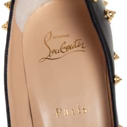 Pre Owned Christian Louboutin Black Leather Aimantaclou Spike Pumps Size 38