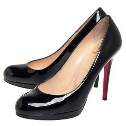 Pre Owned Christian Louboutin Black Patent Leather New Simple Pumps Size 38.5
