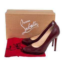 Pre Owned Christian Louboutin Burgundy Leather New Simple Pumps Size 38