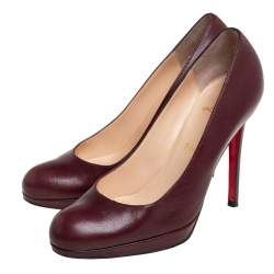 Pre Owned Christian Louboutin Burgundy Leather New Simple Pumps Size 38