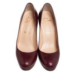 Pre Owned Christian Louboutin Burgundy Leather New Simple Pumps Size 38