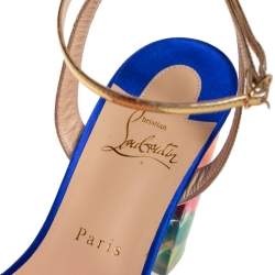 Pre Owned Christian Louboutin Multicolor Satin And Leather Resin Hallunodo Sandals Size 40