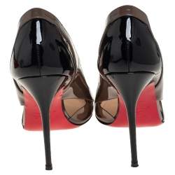 Pre Owned Christian Louboutin Multicolor Patent And Leather Galata Pointed Toe Cutout Pumps Size 37