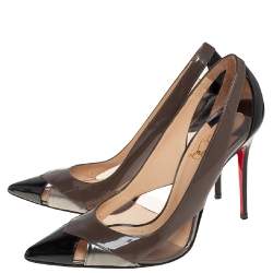 Pre Owned Christian Louboutin Multicolor Patent And Leather Galata Pointed Toe Cutout Pumps Size 37