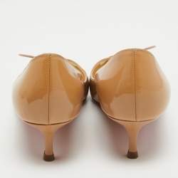 Christian Louboutin Beige Patent Leather And Mesh Madame Mouse Pointed Toe Pumps Size 38