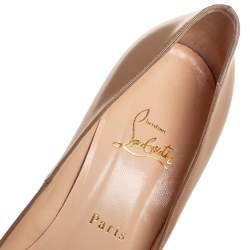 Pre Owned Christian Louboutin Beige Patent Leather Fifille Pumps Size 38.5