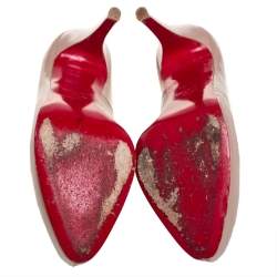 Pre Owned Christian Louboutin Beige Patent Leather Rolando Pumps Size 37.5