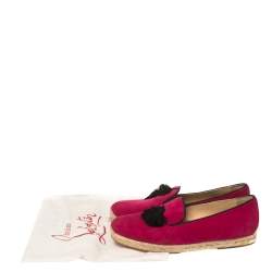 Christian Louboutin Pink Suede Cheetah Tassel Espadrilles Size 39