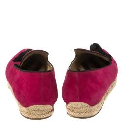 Christian Louboutin Pink Suede Cheetah Tassel Espadrilles Size 39