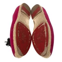 Christian Louboutin Pink Suede Cheetah Tassel Espadrilles Size 39