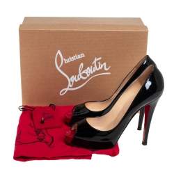 Pre Owned Christian Louboutin Black Patent Leather Very Prive  Pumps Size 37