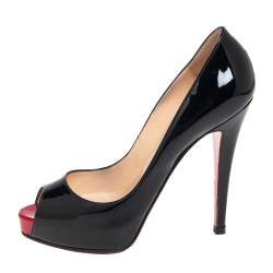 Pre Owned Christian Louboutin Black Patent Leather Very Prive  Pumps Size 37