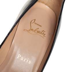 Pre Owned Christian Louboutin Black Patent Leather Very Prive  Pumps Size 37