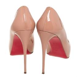 Pre Owned Christian Louboutin Beige Patent Leather New Very Prive Peep Toe Pumps Size 40