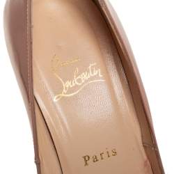 Pre Owned Christian Louboutin Beige Patent Leather New Very Prive Peep Toe Pumps Size 40
