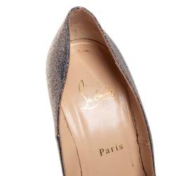 مملوكة مسبقًا حذاء كعب عالي كريستيان لوبوتان دافوديل جلد غليتر متعدد الألوان بنعل سميك مقاس 40