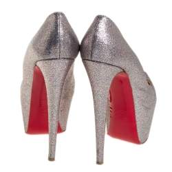 مملوكة مسبقًا حذاء كعب عالي كريستيان لوبوتان دافوديل جلد غليتر متعدد الألوان بنعل سميك مقاس 40