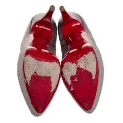 مملوكة مسبقًا حذاء كعب عالي كريستيان لوبوتان دافوديل جلد غليتر متعدد الألوان بنعل سميك مقاس 40