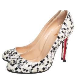 Pre Owned Christian Louboutin Multicolor Mosaic Fabric Fifi Pumps Size 40
