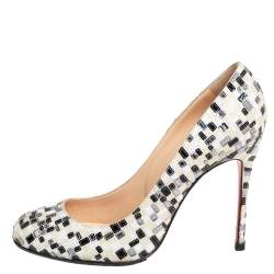 Pre Owned Christian Louboutin Multicolor Mosaic Fabric Fifi Pumps Size 40