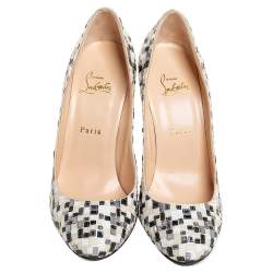 Pre Owned Christian Louboutin Multicolor Mosaic Fabric Fifi Pumps Size 40