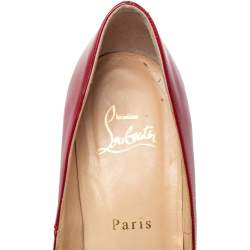 مملوكة مسبقًا حذاء كعب عالي كريستيان لوبوتان كعب روكي جلد لامع أحمر مقاس 39