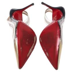 Pre Owned Christian Louboutin Tricolor Leather, Patent And PVC Paralili D'orsay Pumps Size 38