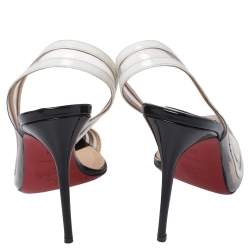 Pre Owned Christian Louboutin Tricolor Leather, Patent And PVC Paralili D'orsay Pumps Size 38