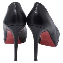 Pre Owned Christian Louboutin Black Leather New Simple Round Toe Pumps Size 37.5