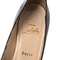 Pre Owned Christian Louboutin Black Leather New Simple Round Toe Pumps Size 37.5