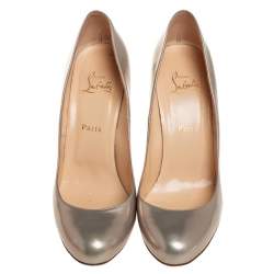Pre Owned Christian Louboutin Gold Leather Simple Pumps Size 41