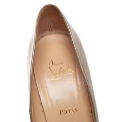 Pre Owned Christian Louboutin Gold Leather Simple Pumps Size 41
