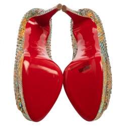 Christian Louboutin Multicolor  Python Leather Peep Toe Pumps Size 39