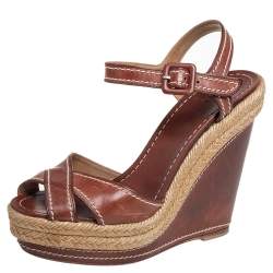 Christian Louboutin Brown Leather Almeria Sandals Size 36