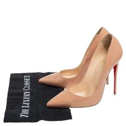 Pre Owned Christian Louboutin Beige Patent Leather So Kate Pumps Size 39