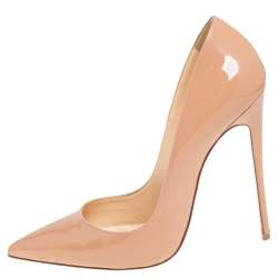 Pre Owned Christian Louboutin Beige Patent Leather So Kate Pumps Size 39