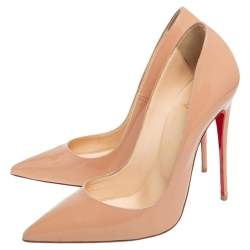Pre Owned Christian Louboutin Beige Patent Leather So Kate Pumps Size 39