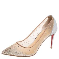 Follies Strass - 85 mm Pumps - Fishnet, glittered leather and