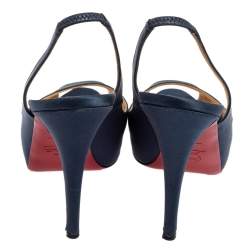 مملوكة مسبقًا حذاء رياضي كريستيان لوبوتان برايف ساتان أزرق بحزام كاحل مقاس 37