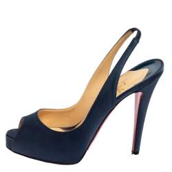 مملوكة مسبقًا حذاء رياضي كريستيان لوبوتان برايف ساتان أزرق بحزام كاحل مقاس 37